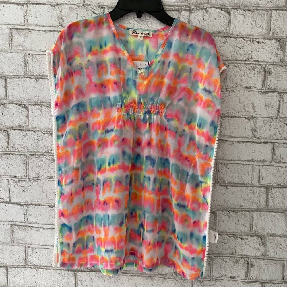 Miken Big Girls Swim Cover Up Tunic Tie Dye